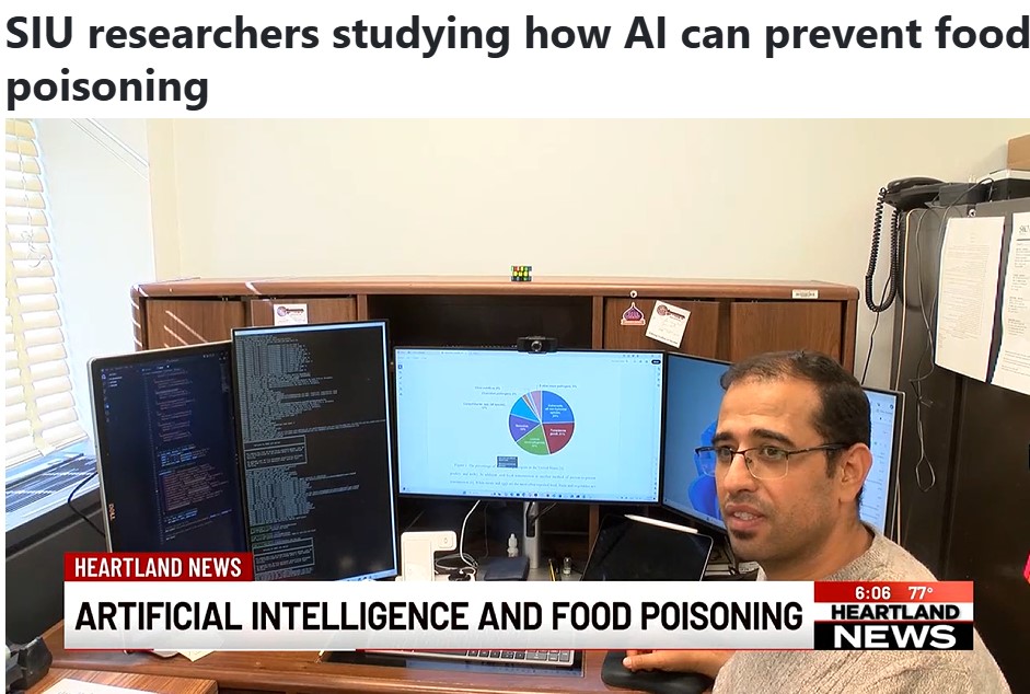 Researcher at SIU analyzing bacterial microscopy data using AI for food safety