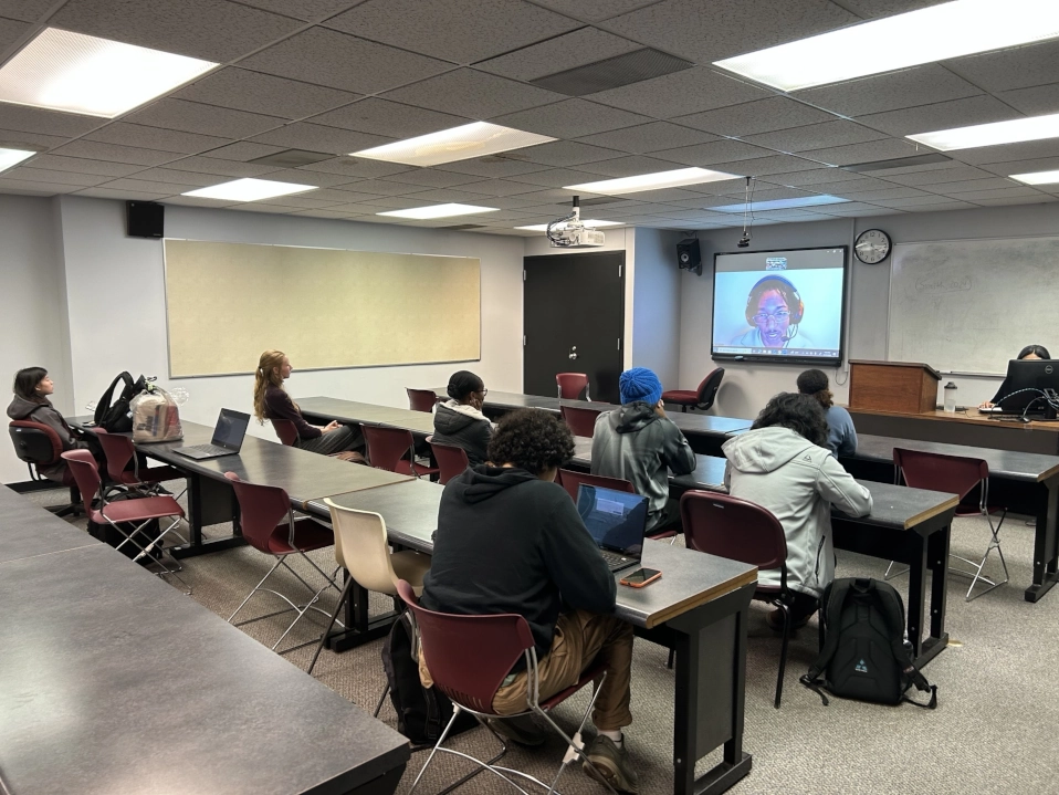 Students attending the WiCyS guest speaker session with Isaac Brown